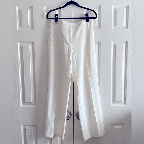 WOMEN’S FULL LENGTH PANTS CHIC ELEGANT MINIMALIST CAREER VINTAGE Winter White 12 - Picture 1 of 8